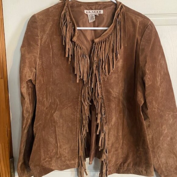 A.M.I. Suede Fringe Jacket Women's Size M - Picture 1 of 4